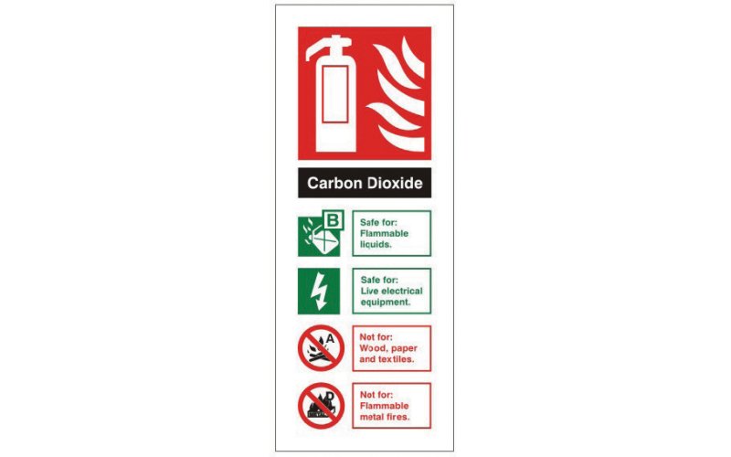 Carbon Dioxide Extinguisher ID Sign Portrait 80mm x 200mm
